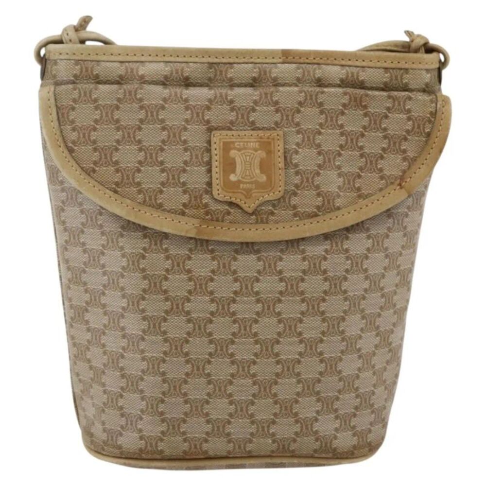Celine Vintage Macadam Canvas Beige Canvas Shoulder Bag Bag